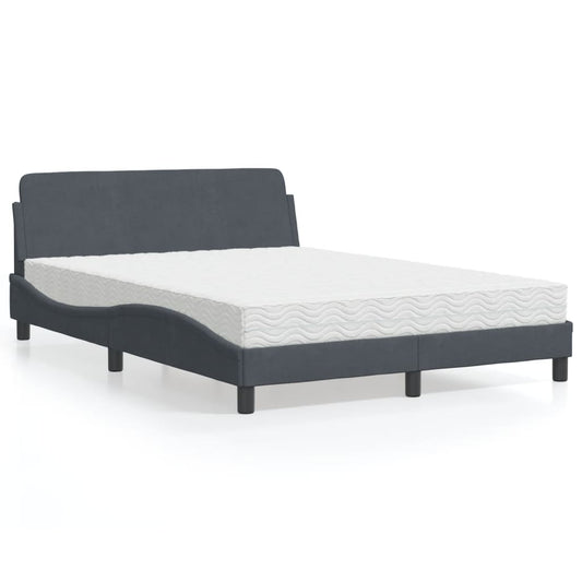 Letto con Materasso Dover Grigio Scuro 140x190 cm in Velluto - homemem39