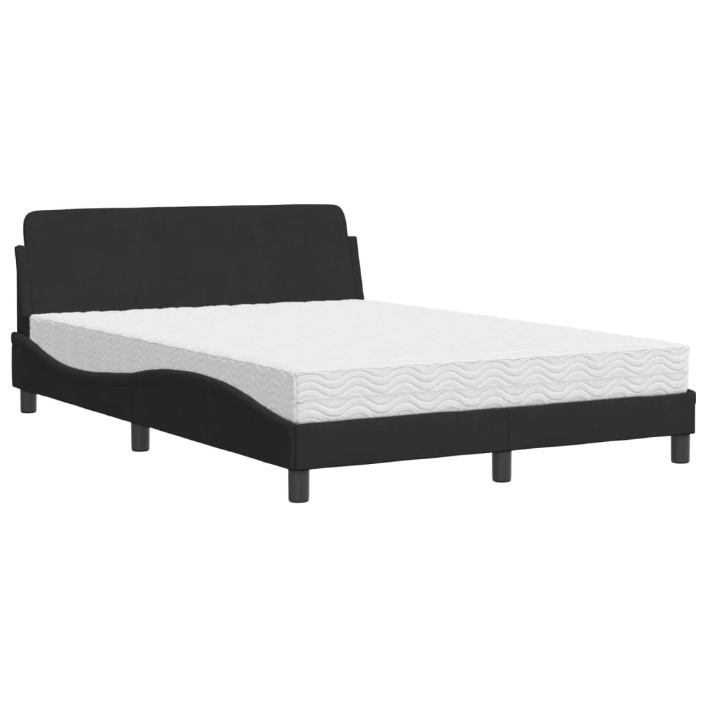 Letto con Materasso Dover Nero 140x190 cm in Velluto - homemem39