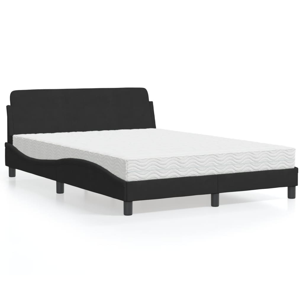 Letto con Materasso Dover Nero 140x190 cm in Velluto - homemem39