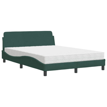 Letto con Materasso Dover Verde Scuro 140x190 cm in Velluto - homemem39