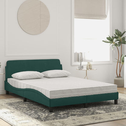 Letto con Materasso Dover Verde Scuro 140x190 cm in Velluto - homemem39