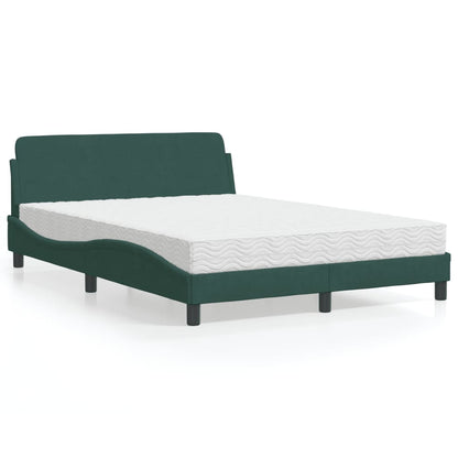 Letto con Materasso Dover Verde Scuro 140x190 cm in Velluto - homemem39