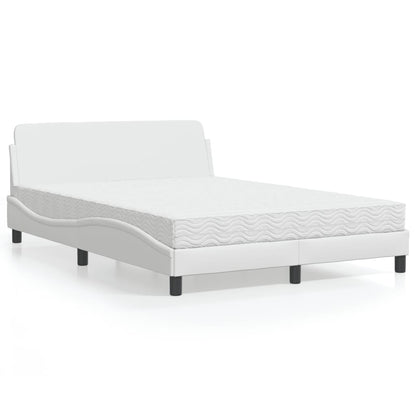 Letto con Materasso Dover Bianco 140x190 cm in Similpelle - homemem39