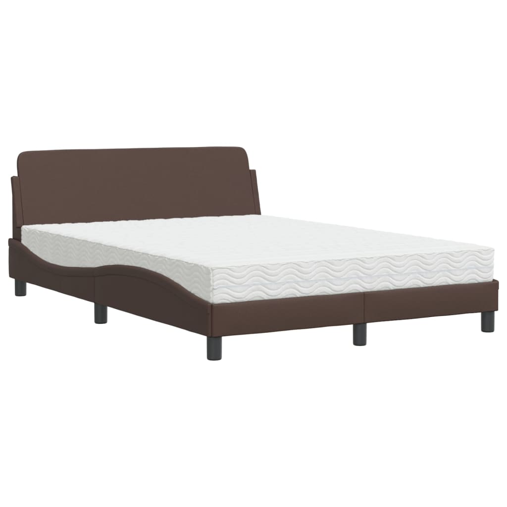 Letto con Materasso Dover Marrone 140x190cm in Similpelle - homemem39