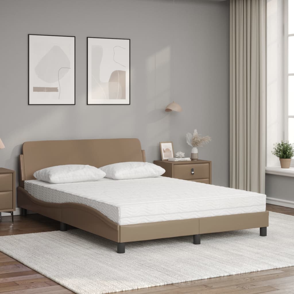 Letto con Materasso Dover Cappuccino 140x190cm Similpelle - homemem39