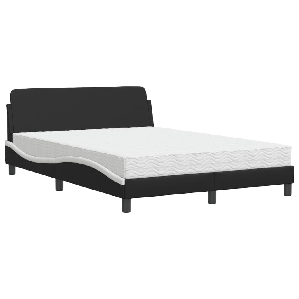 Letto con Materasso Dover Nero e Bianco 140x190 cm in Similpelle - homemem39