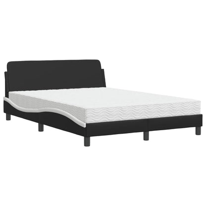 Letto con Materasso Dover Nero e Bianco 140x190 cm in Similpelle - homemem39