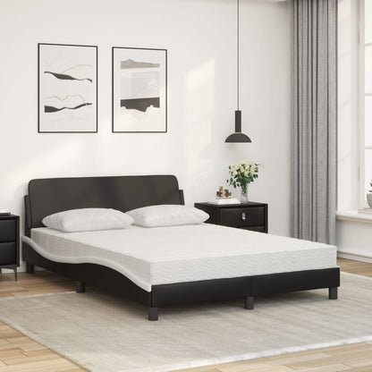 Letto con Materasso Dover Nero e Bianco 140x190 cm in Similpelle - homemem39