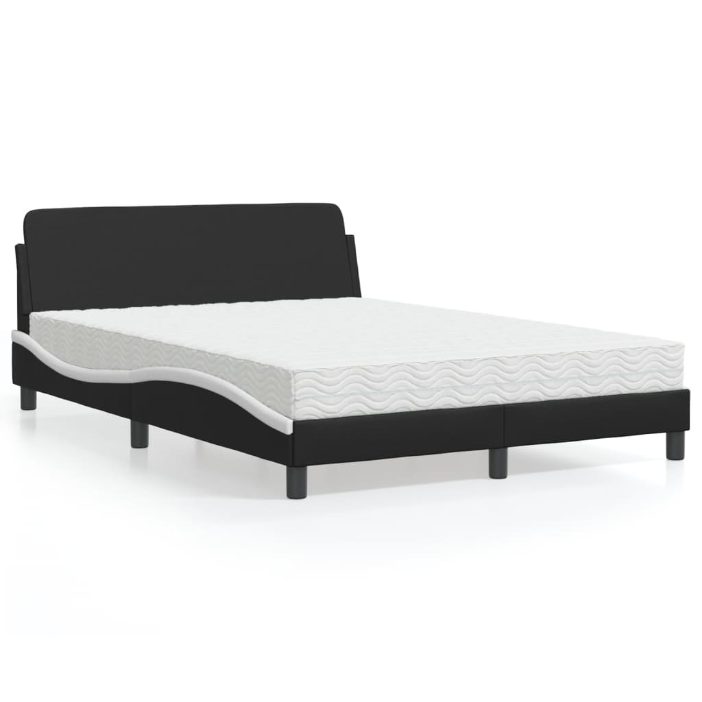 Letto con Materasso Dover Nero e Bianco 140x190 cm in Similpelle - homemem39