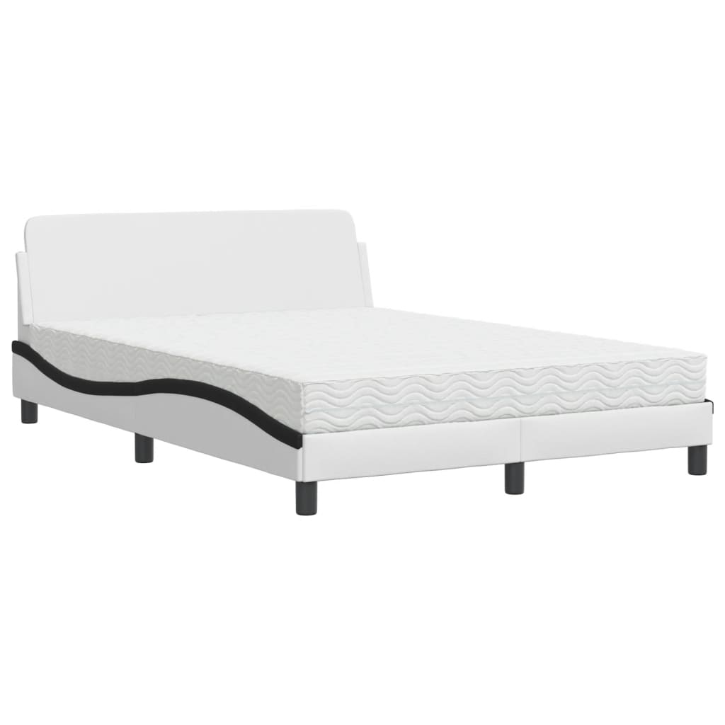 Letto con Materasso Dover Bianco e Nero 140x190 cm in Similpelle - homemem39