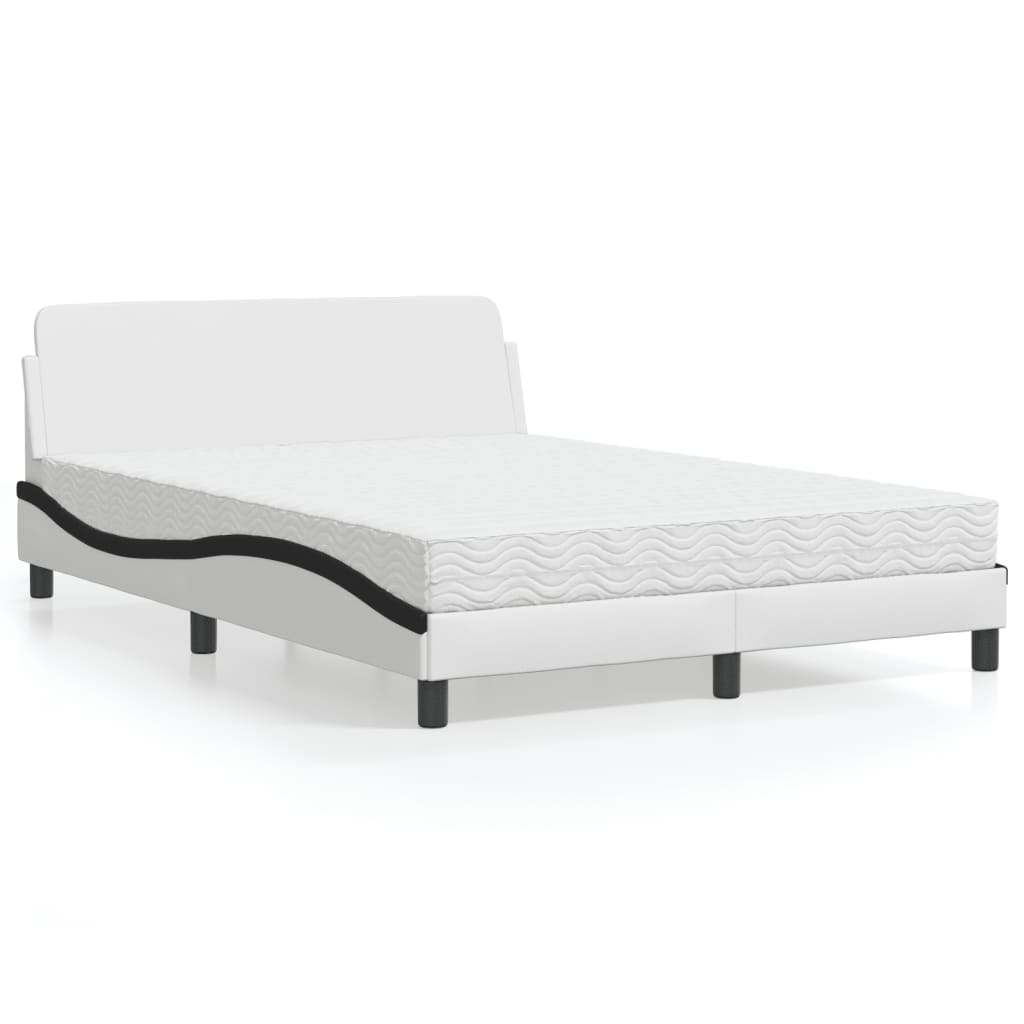 Letto con Materasso Dover Bianco e Nero 140x190 cm in Similpelle - homemem39