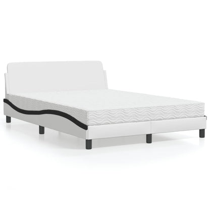 Letto con Materasso Dover Bianco e Nero 140x190 cm in Similpelle - homemem39