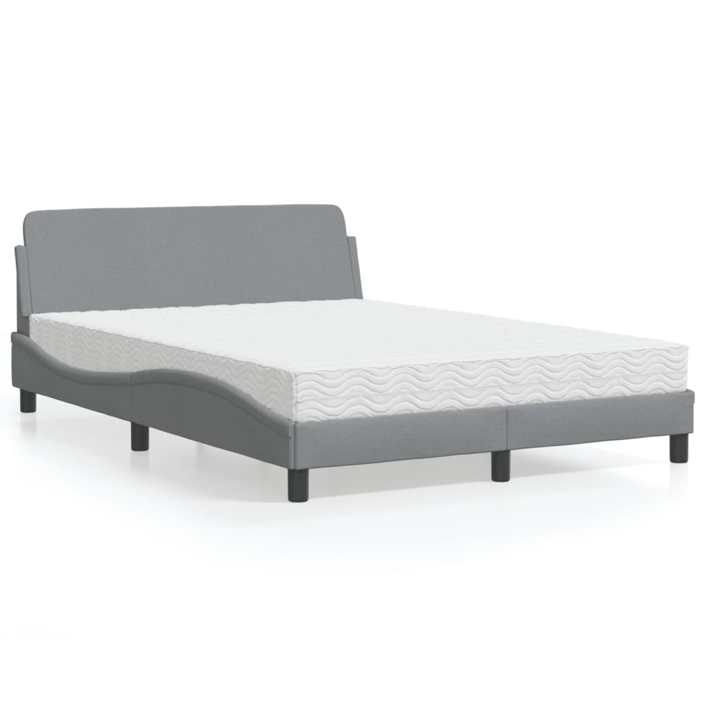 Letto con Materasso Dover Grigio Chiaro 140x200cm Tessuto - homemem39