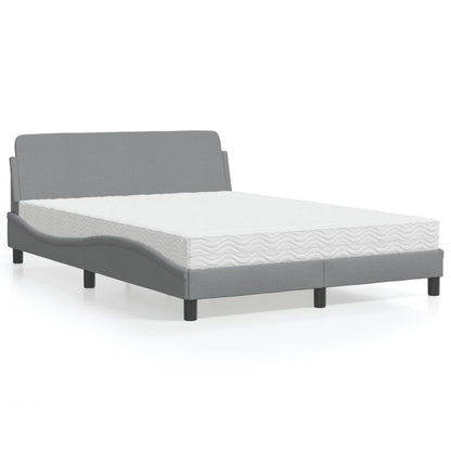 Letto con Materasso Dover Grigio Chiaro 140x200cm Tessuto - homemem39