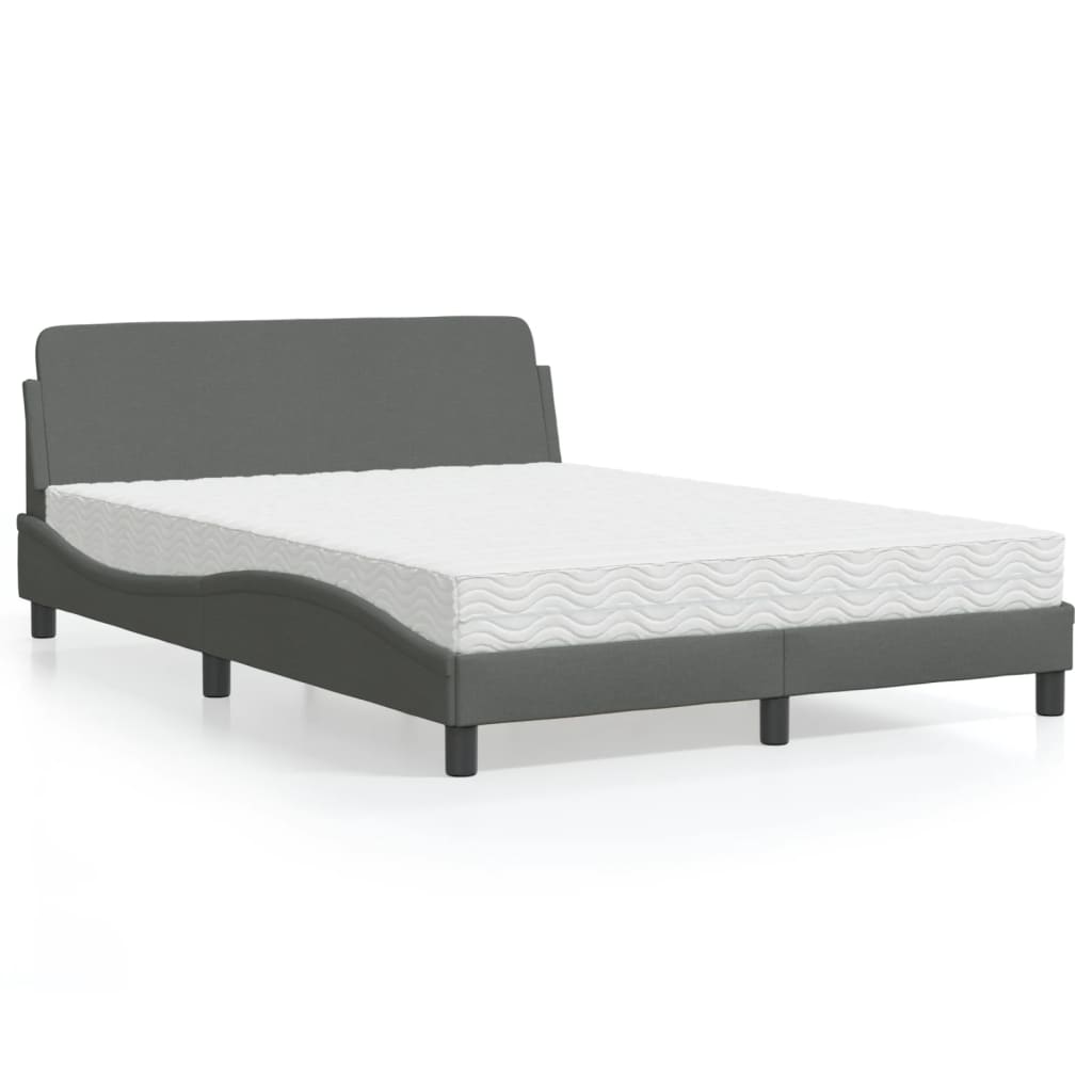 Letto con Materasso Dover Grigio Scuro 140x200cm Tessuto - homemem39