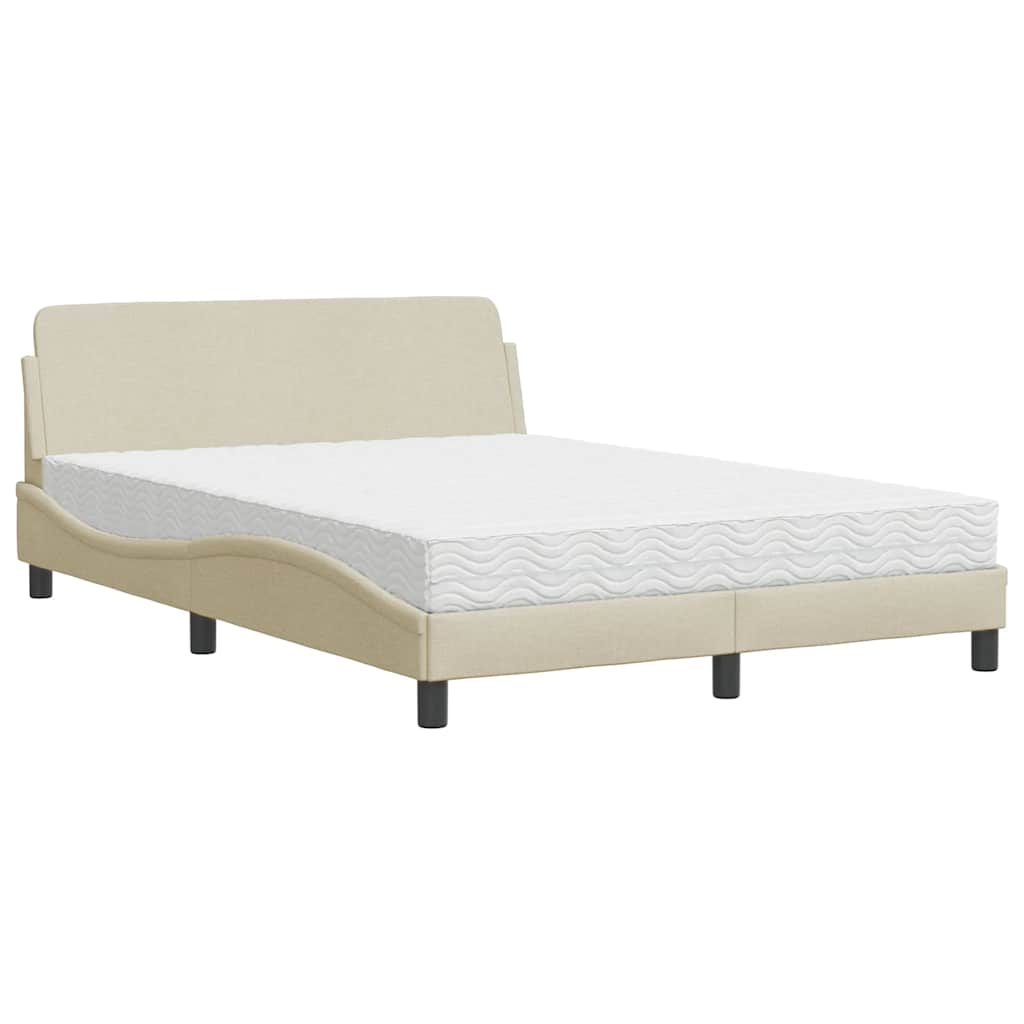 Letto con Materasso Dover Crema 140x200 cm in Tessuto | homemem39