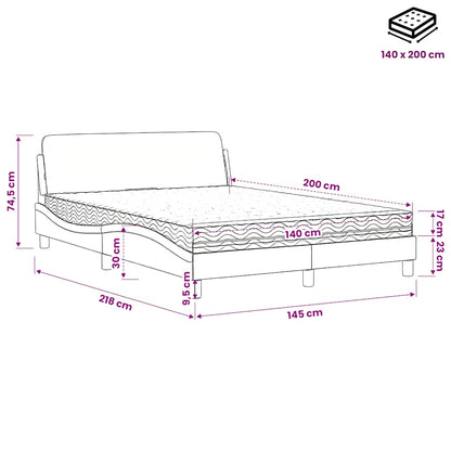 Letto con Materasso Dover Crema 140x200 cm in Tessuto | homemem39