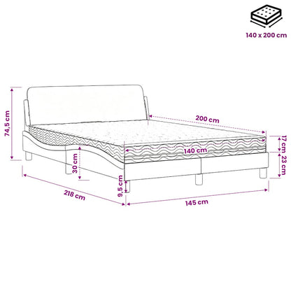 Letto con Materasso Dover Blu 140x200 cm in Tessuto | homemem39