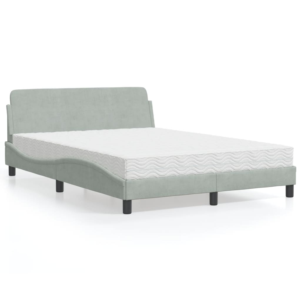 Letto con Materasso Dover Grigio Chiaro 140x200 cm in Velluto - homemem39