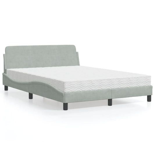 Letto con Materasso Dover Grigio Chiaro 140x200 cm in Velluto - homemem39
