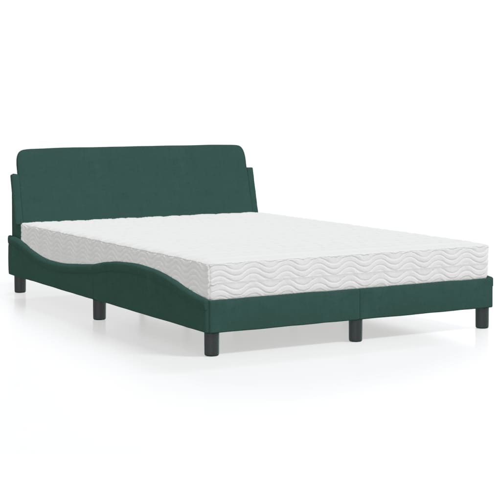 Letto con Materasso Dover Verde Scuro 140x200 cm in Velluto - homemem39