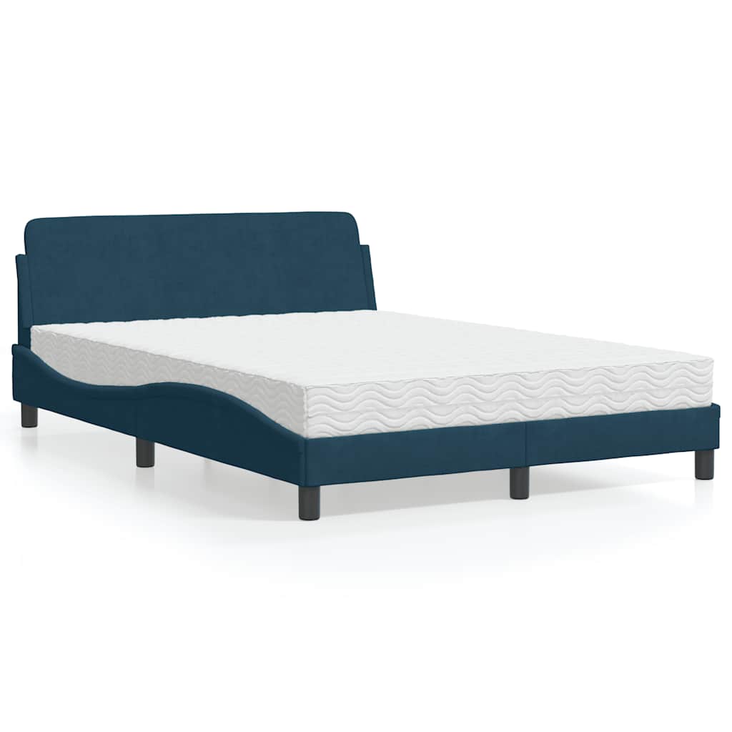 Letto con Materasso Dover Blu 140x200 cm in Velluto