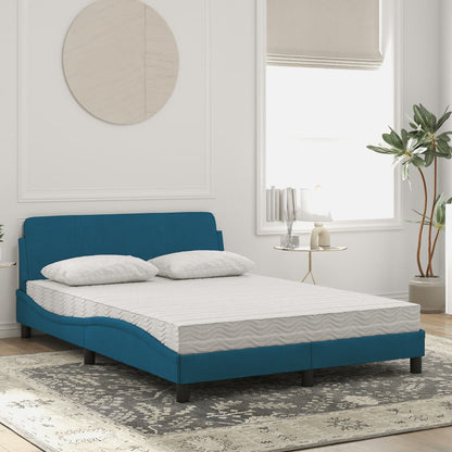 Letto con Materasso Dover Blu 140x200 cm in Velluto - homemem39