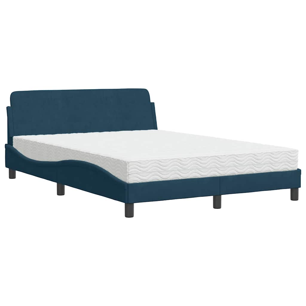 Letto con Materasso Dover Blu 140x200 cm in Velluto