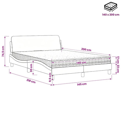 Letto con Materasso Dover Blu 140x200 cm in Velluto