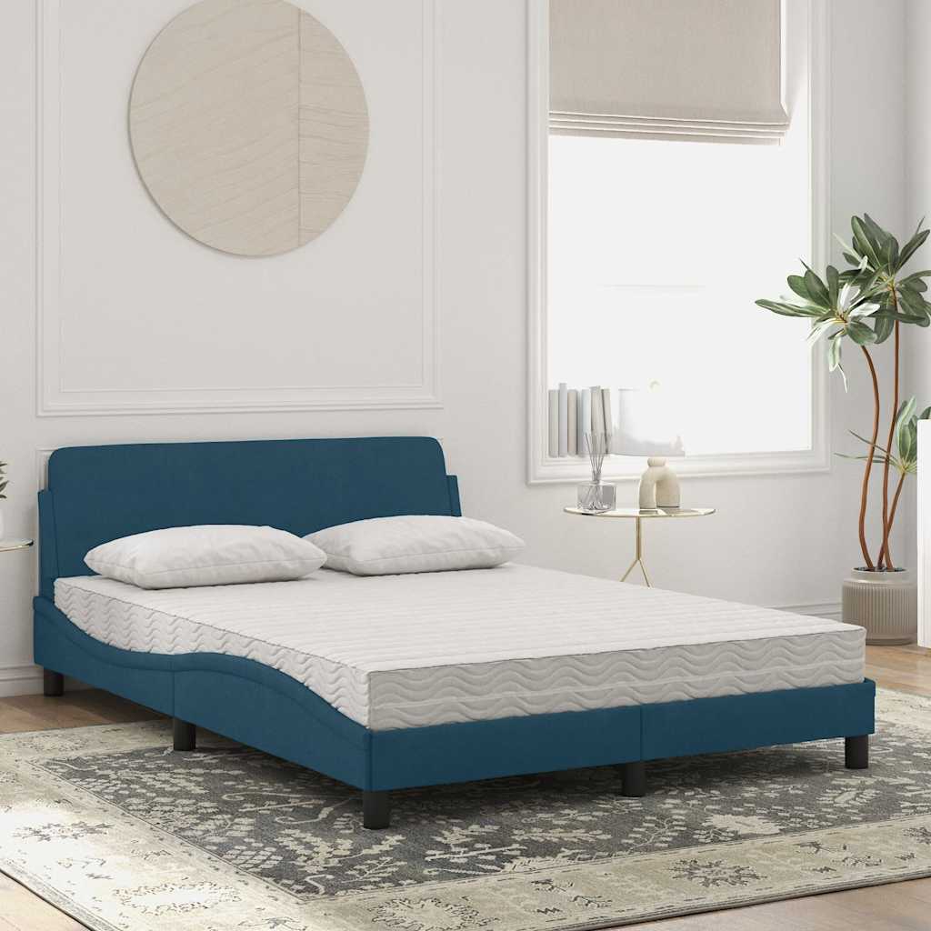 Letto con Materasso Dover Blu 140x200 cm in Velluto