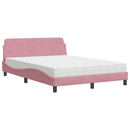 Letto con Materasso Dover Rosa 140x200 cm in Velluto - homemem39