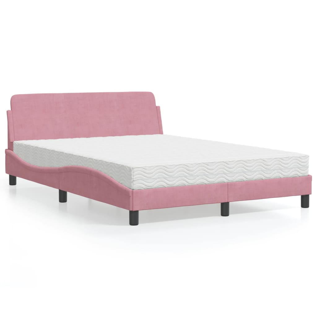 Letto con Materasso Dover Rosa 140x200 cm in Velluto - homemem39