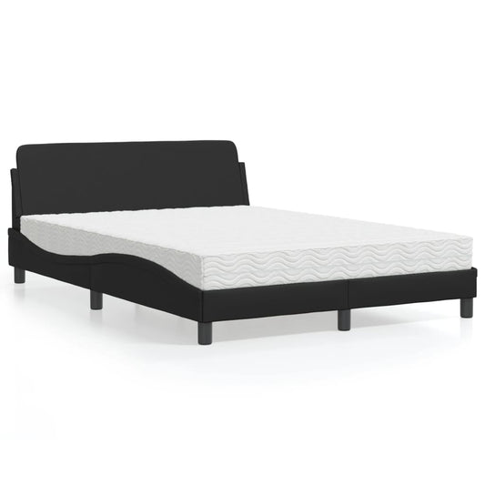 Letto con Materasso Dover Nero 140x200 cm in Similpelle - homemem39
