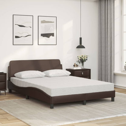 Letto con Materasso Dover Marrone 140x200cm in Similpelle - homemem39