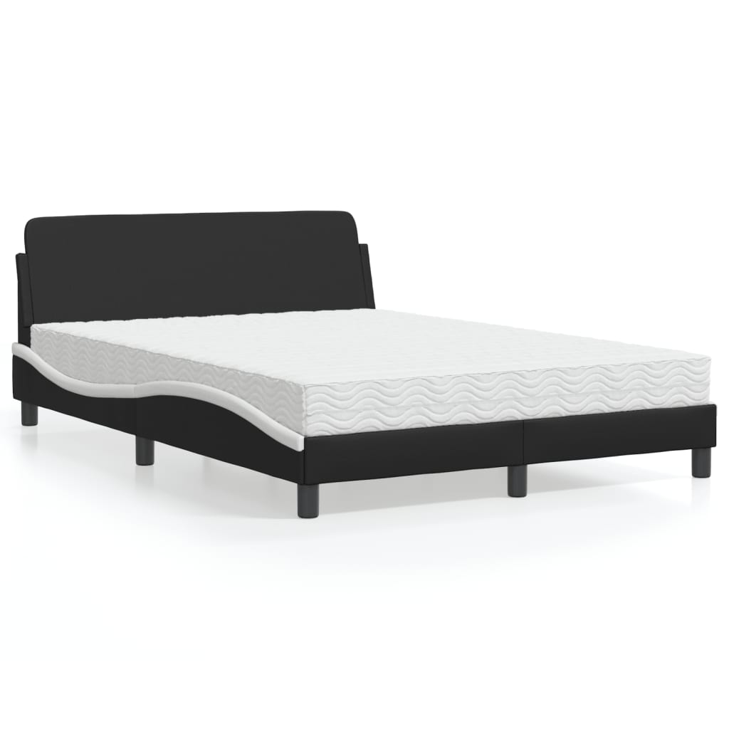 Letto con Materasso Dover Nero e Bianco 140x200 cm in Similpelle - homemem39