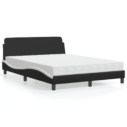 Letto con Materasso Dover Nero e Bianco 140x200 cm in Similpelle - homemem39