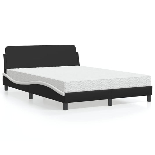 Letto con Materasso Dover Nero e Bianco 140x200 cm in Similpelle - homemem39