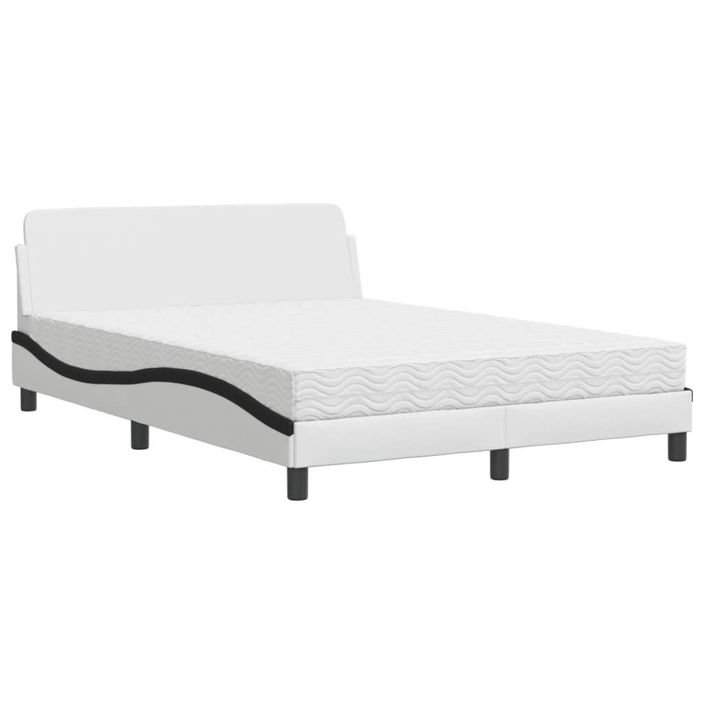 Letto con Materasso Dover Bianco e Nero 140x200 cm in Similpelle - homemem39