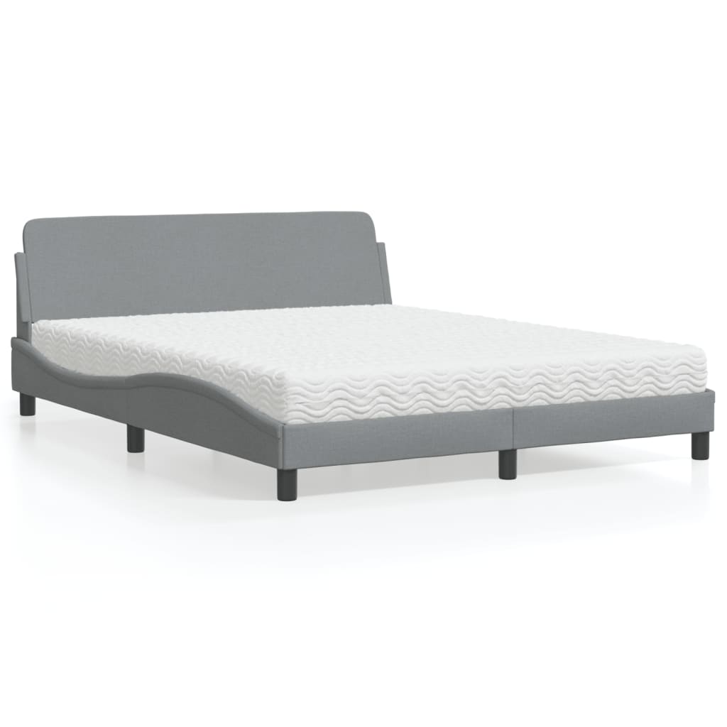 Letto con Materasso Dover Grigio Chiaro160x200 cm Tessuto - homemem39