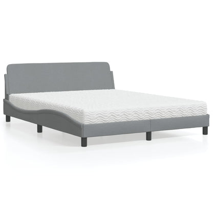 Letto con Materasso Dover Grigio Chiaro160x200 cm Tessuto - homemem39