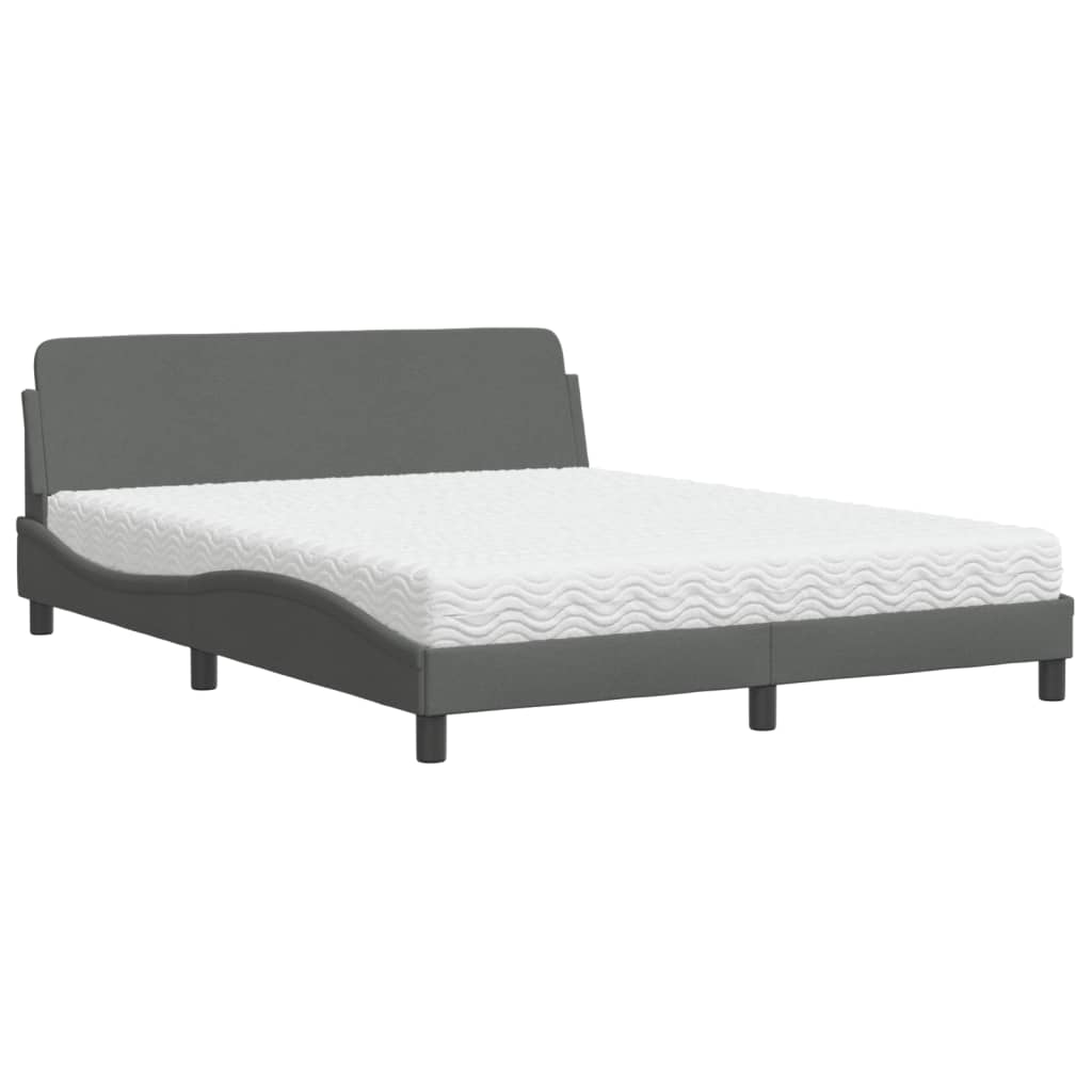 Letto con Materasso Dover Grigio Scuro 160x200 cm Tessuto - homemem39
