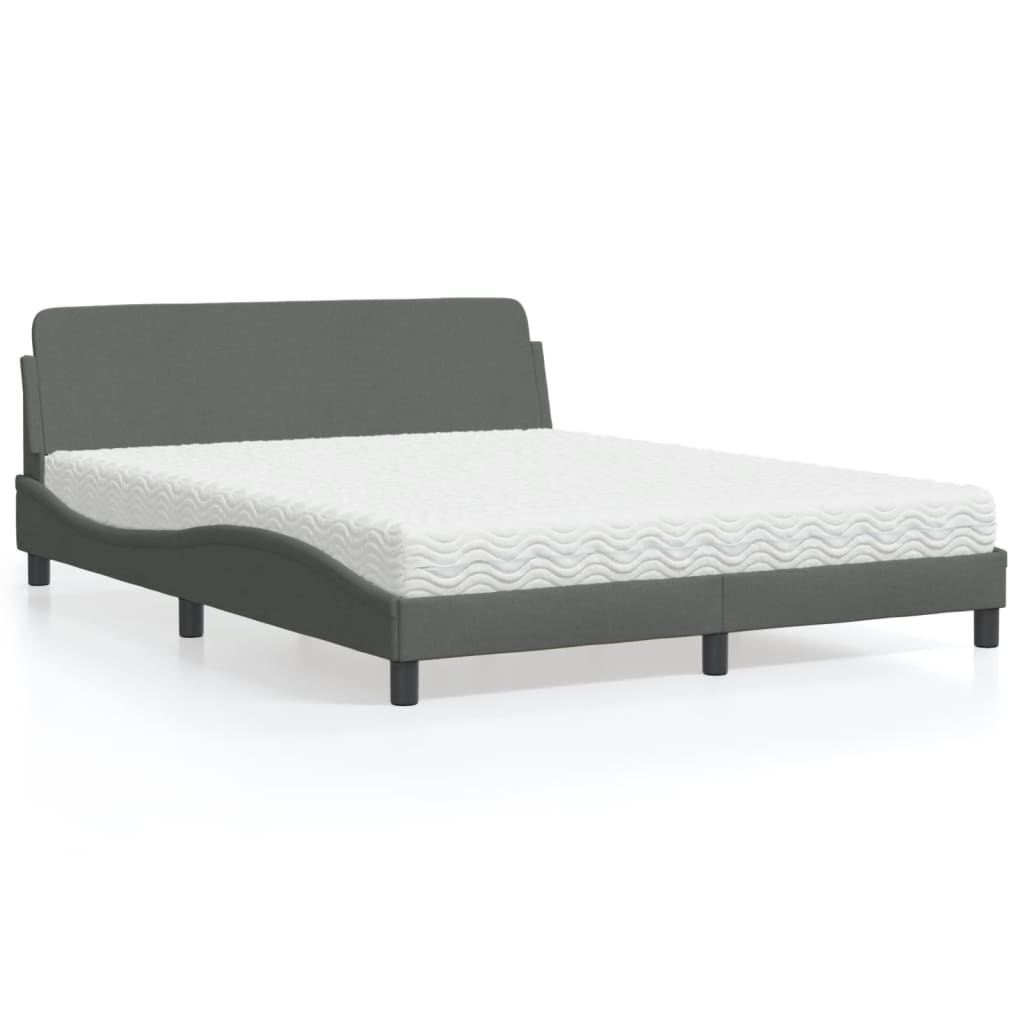 Letto con Materasso Dover Grigio Scuro 160x200 cm Tessuto - homemem39