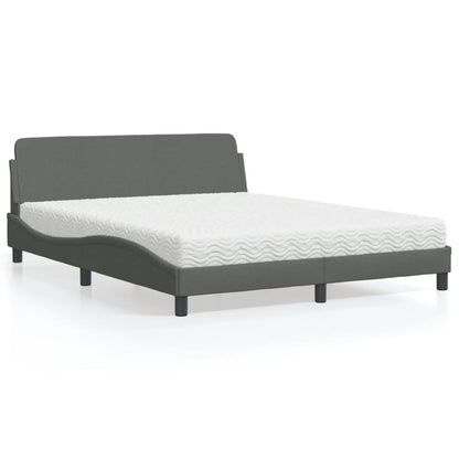 Letto con Materasso Dover Grigio Scuro 160x200 cm Tessuto - homemem39