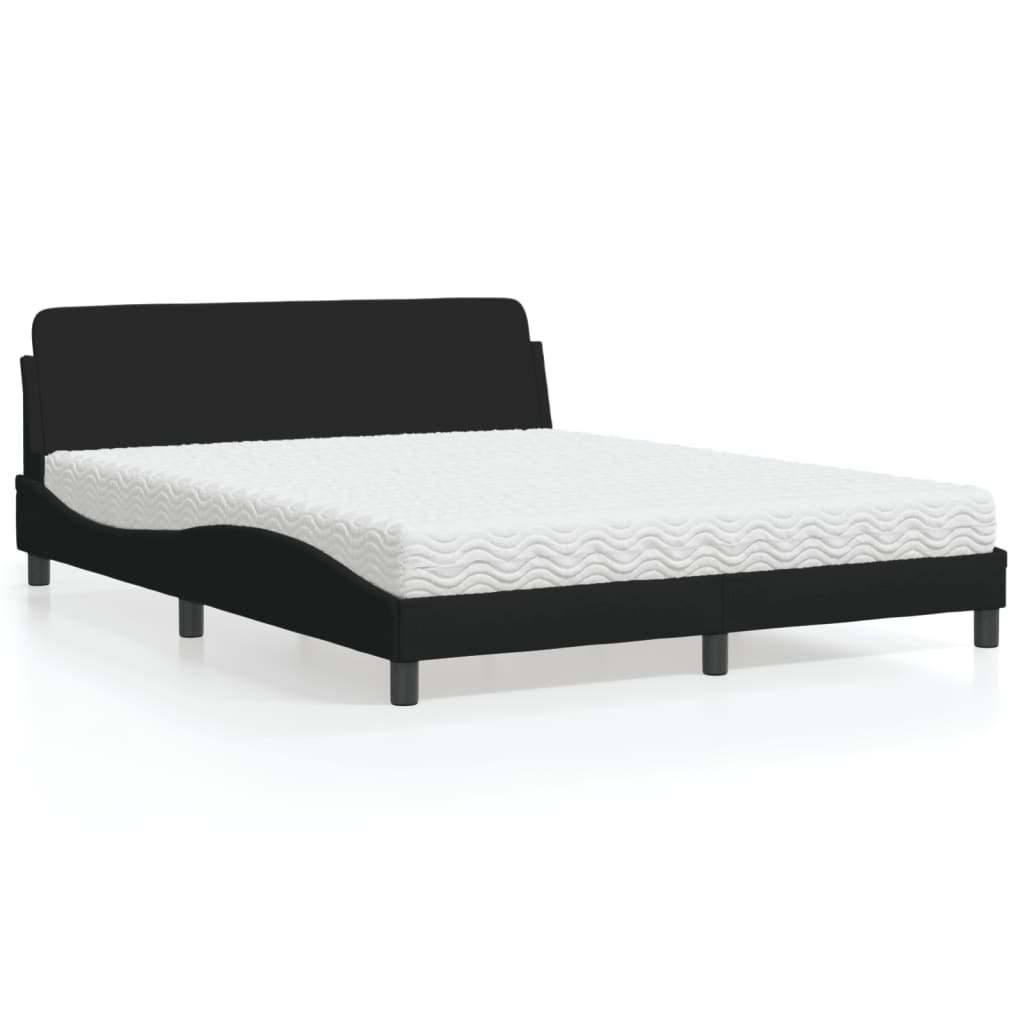 Letto con Materasso Dover Nero 160x200 cm in Tessuto - homemem39