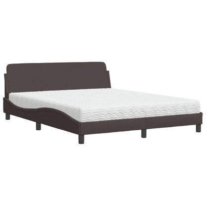 Letto con Materasso Dover Marrone Scuro 160x200cm Tessuto - homemem39