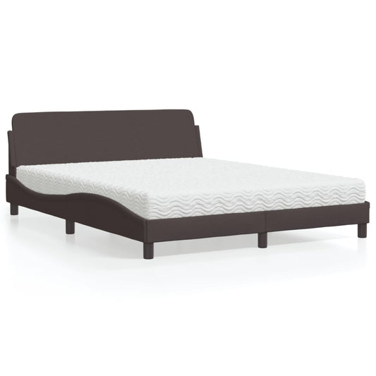 Letto con Materasso Dover Marrone Scuro 160x200cm Tessuto - homemem39
