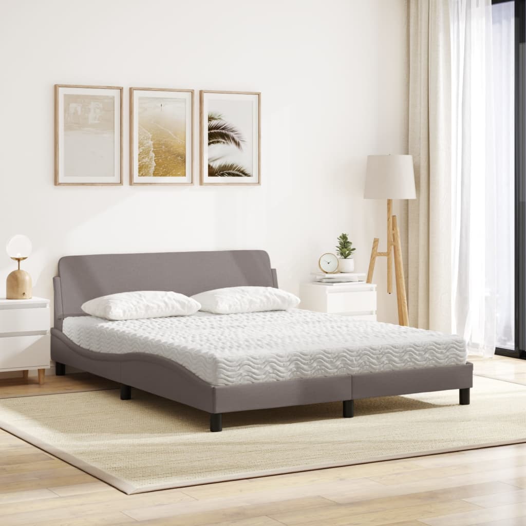 Letto con Materasso Dover Tortora 160x200 cm in Tessuto - homemem39