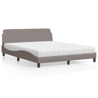 Letto con Materasso Dover Tortora 160x200 cm in Tessuto - homemem39
