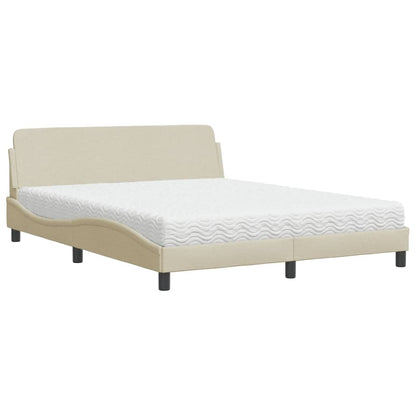 Letto con Materasso Dover Crema 160x200 cm in Tessuto - homemem39
