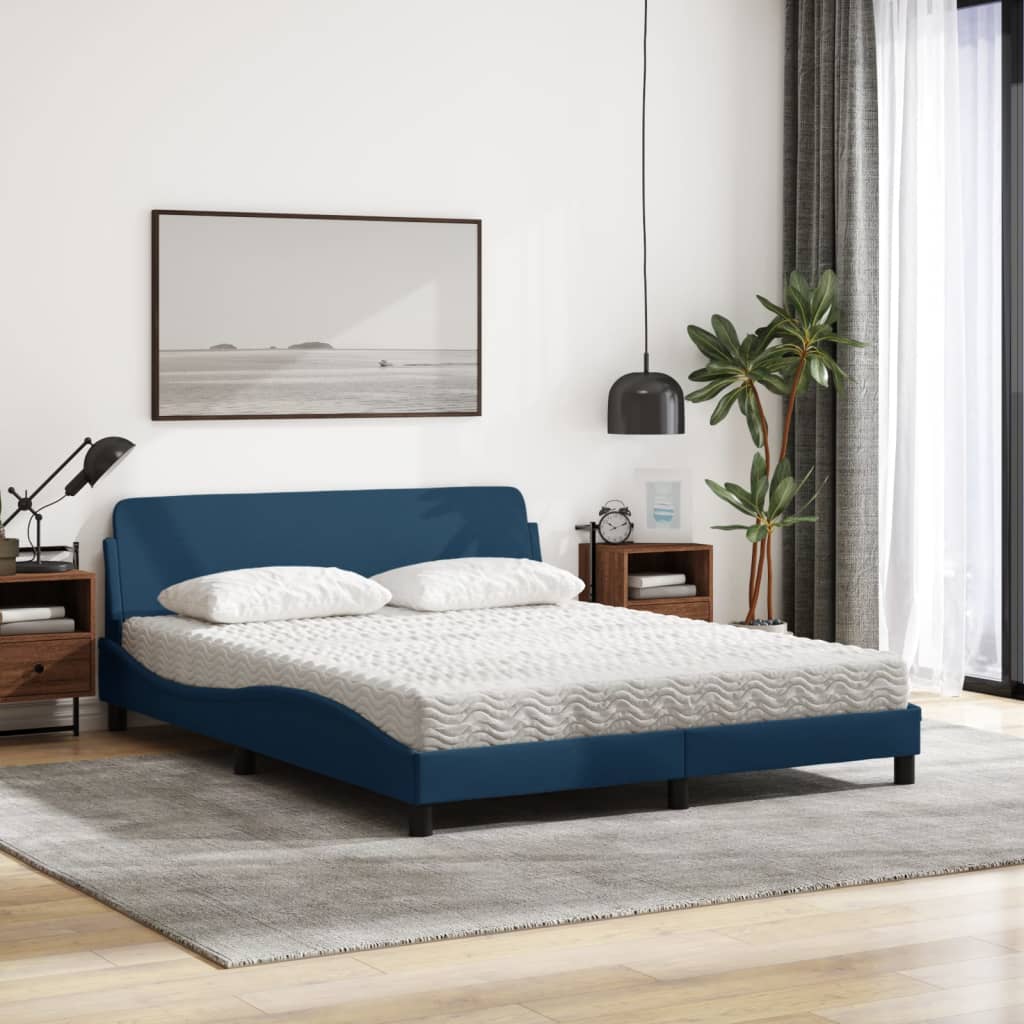 Letto con Materasso Dover Blu 160x200 cm in Tessuto - homemem39